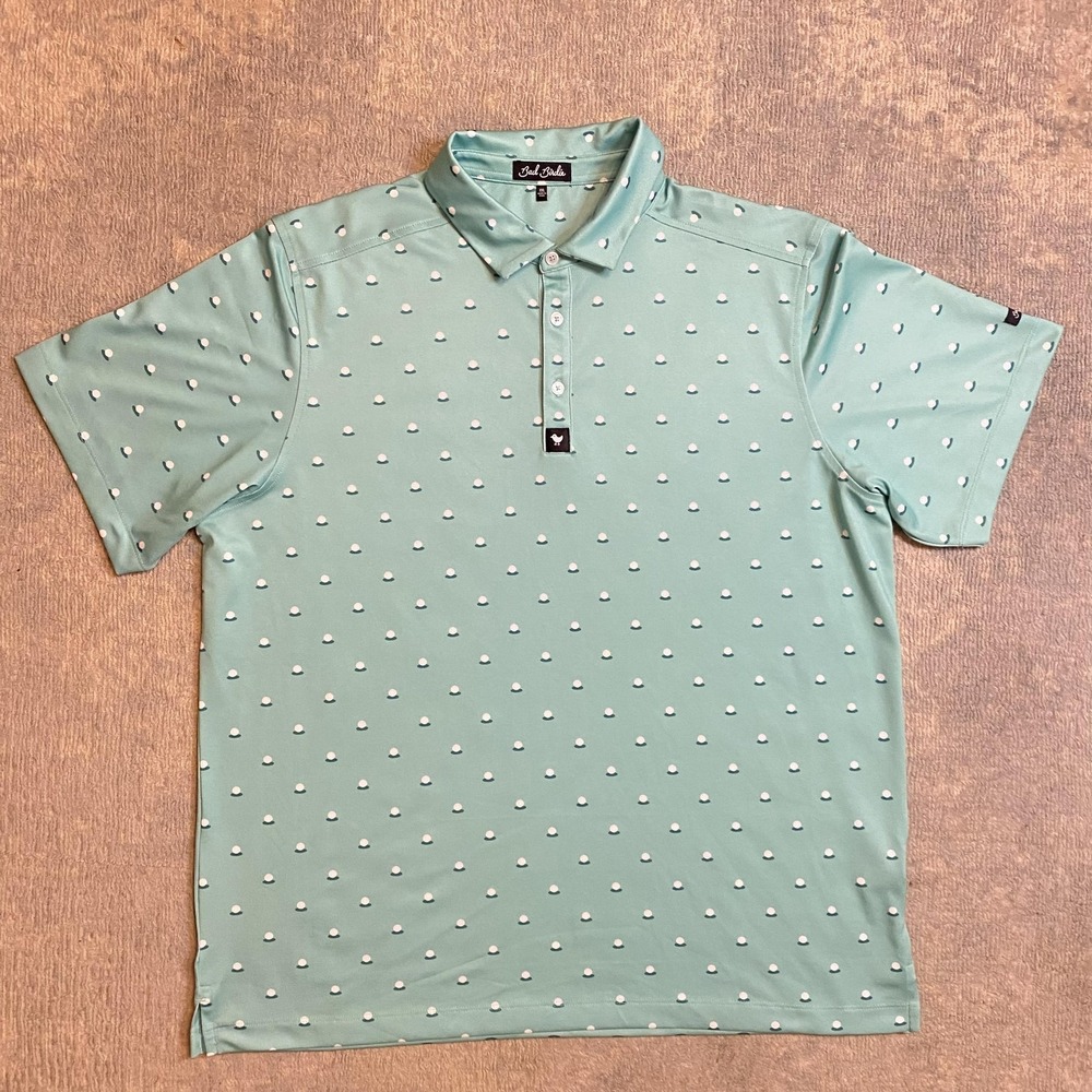 Bad Birdie Polo Shirt Mens 2XL Green Golf Ball Print Stretch Performance Summer